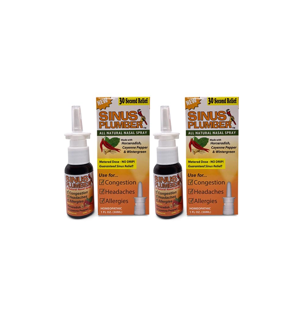 Sinus Plumber Hot Pepper Nasal Spray for Congestion Relief - 2 Pack