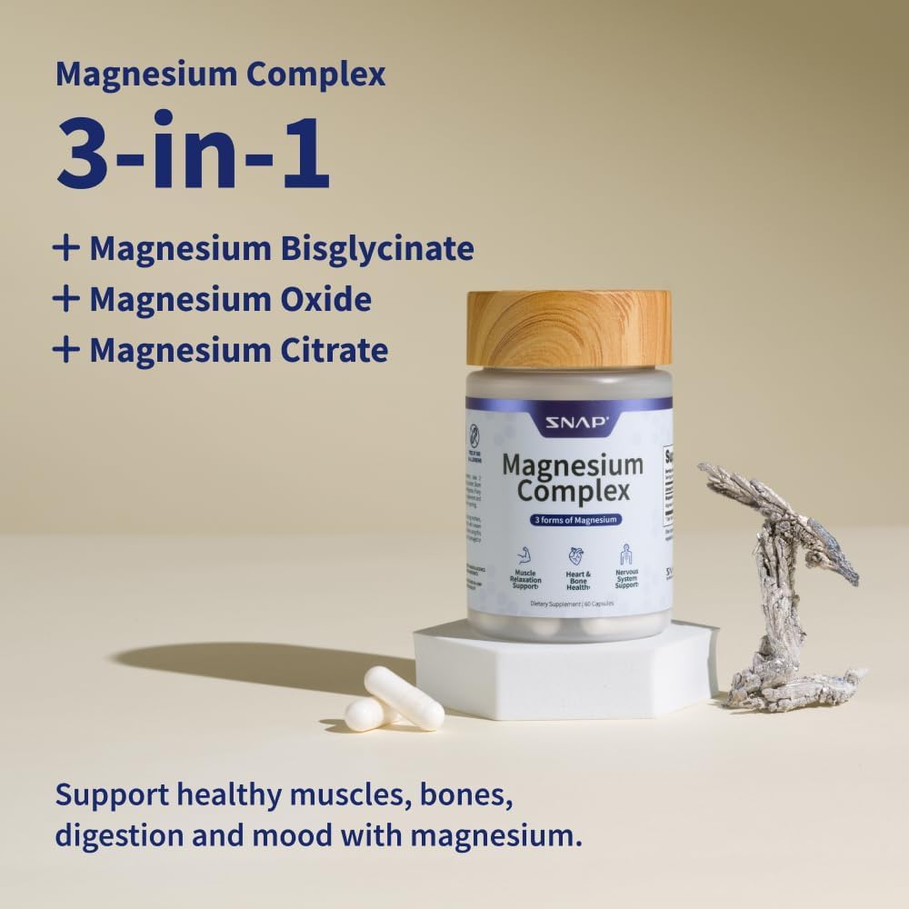 Snap Supplements Triple Magnesium Complex for Sleep & Relaxation - 60 Capsules - image 2