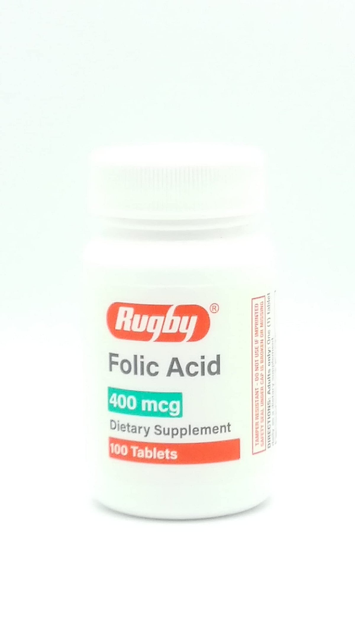 Rugby Laboratories Folic Acid 400 mcg Vitamin B9 - 100 Tablets