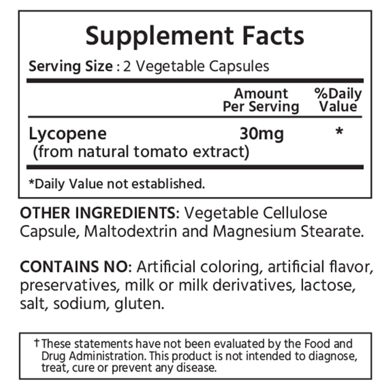 ML Naturals Natural Lycopene 30mg - 120 Vegetable Capsules - image 2