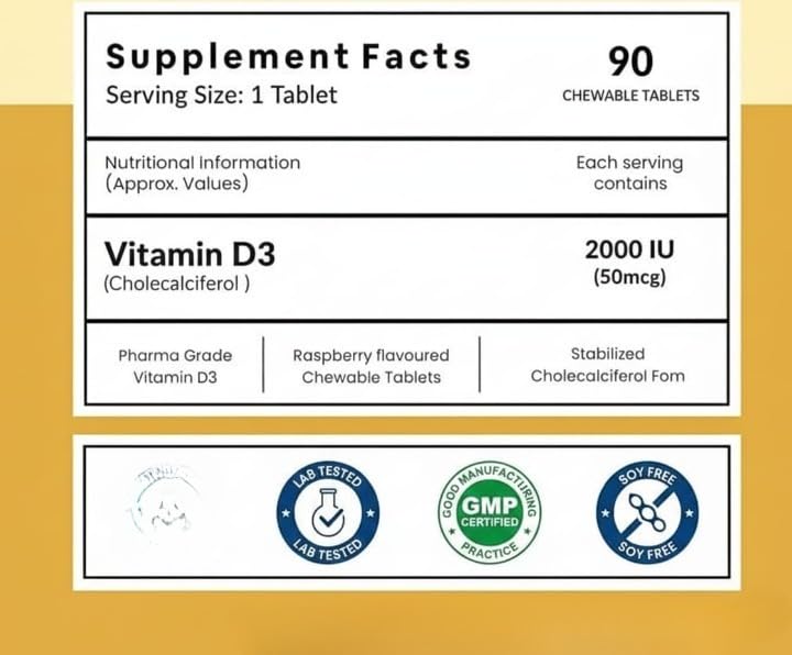 Generic Vitamin D3 2000 IU Chewable Tablets Raspberry Flavour - 90 Tablets - image 4