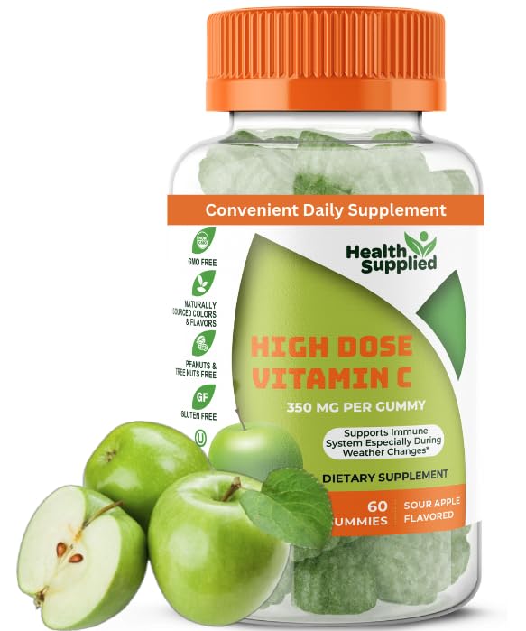 Health Supplied Sour Apple Flavored Vitamin C Gummies Mega Dose