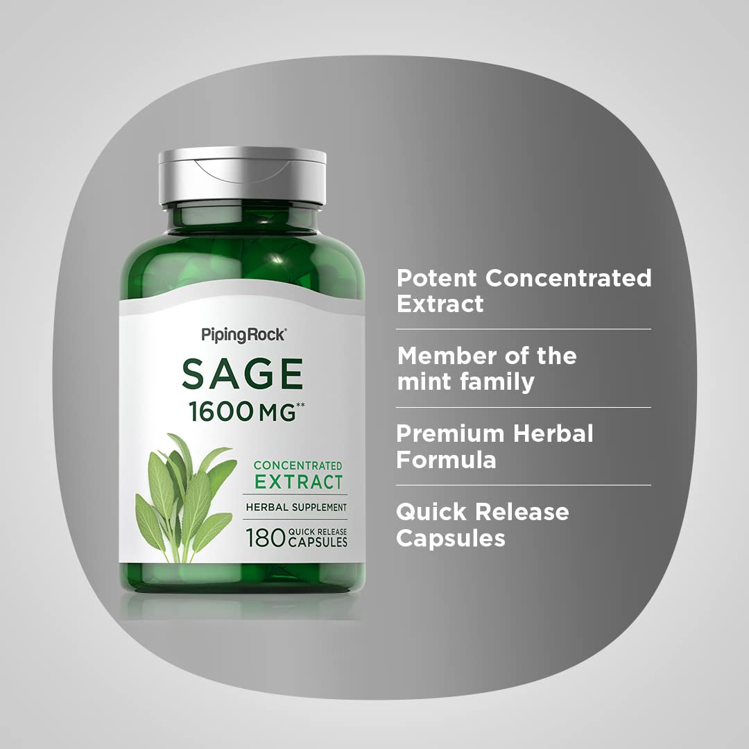 Piping Rock Sage Supplement Concentrated Herbal Extract - 180 Capsules - image 4