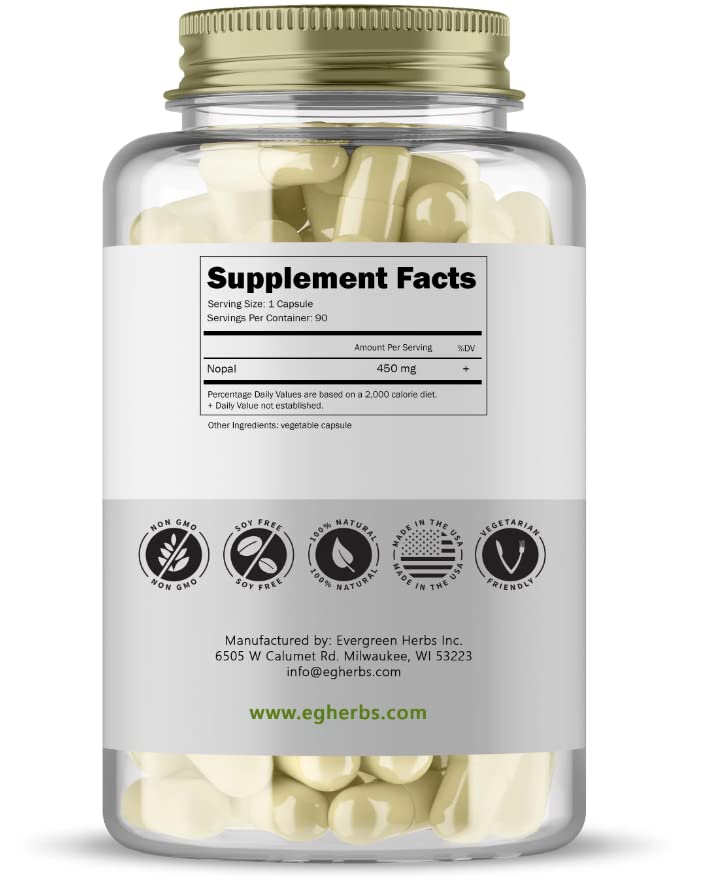 Evergreen Herbs Nopal Capsules Prickly Pear - 90 Capsules - image 2