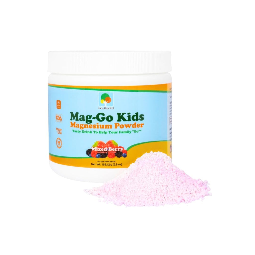 Raise Them Well Mag Go Kids Magnesium Powder Mixed Berry - 90 Servings