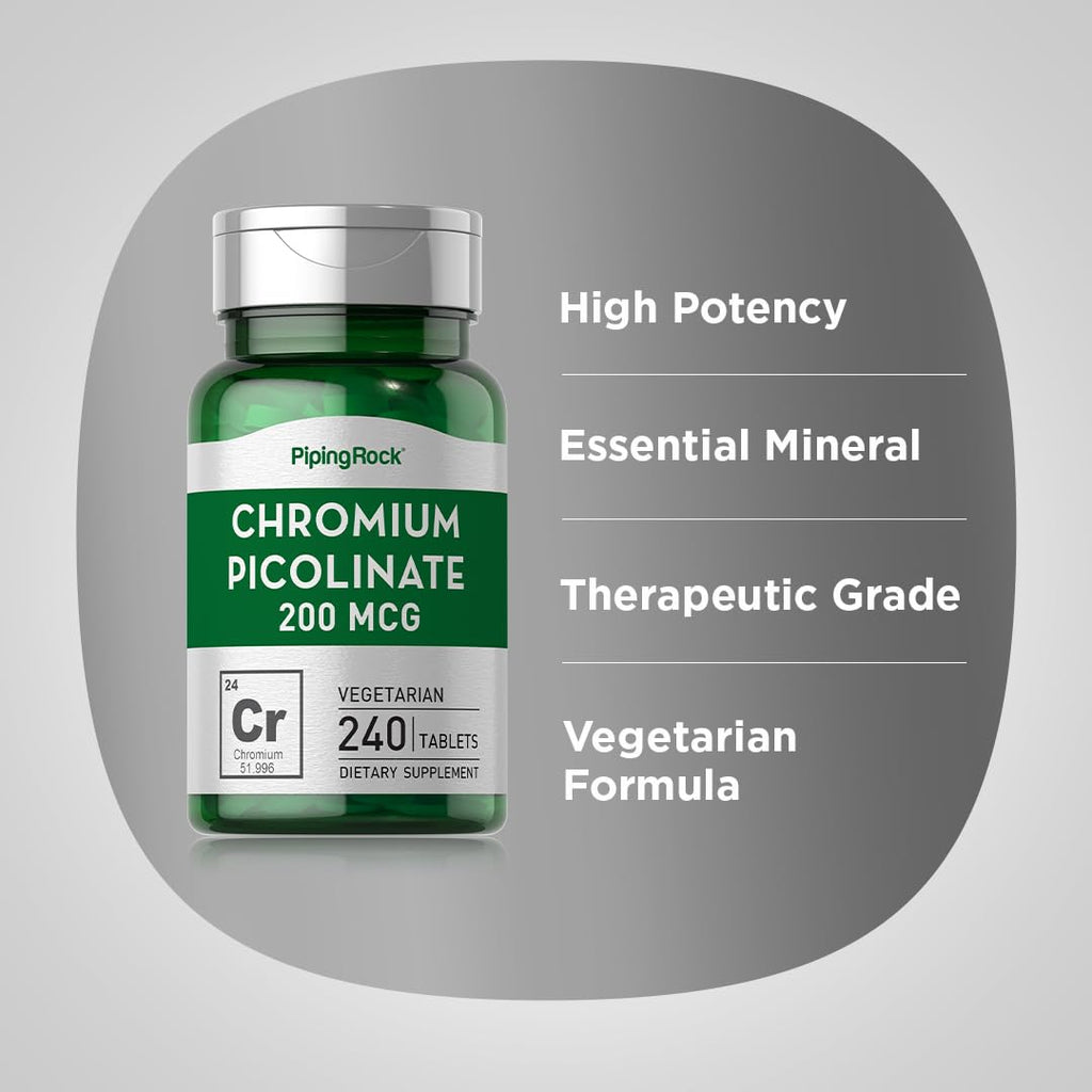 Piping Rock Chromium Picolinate 200mcg - 240 Tablets - image 4