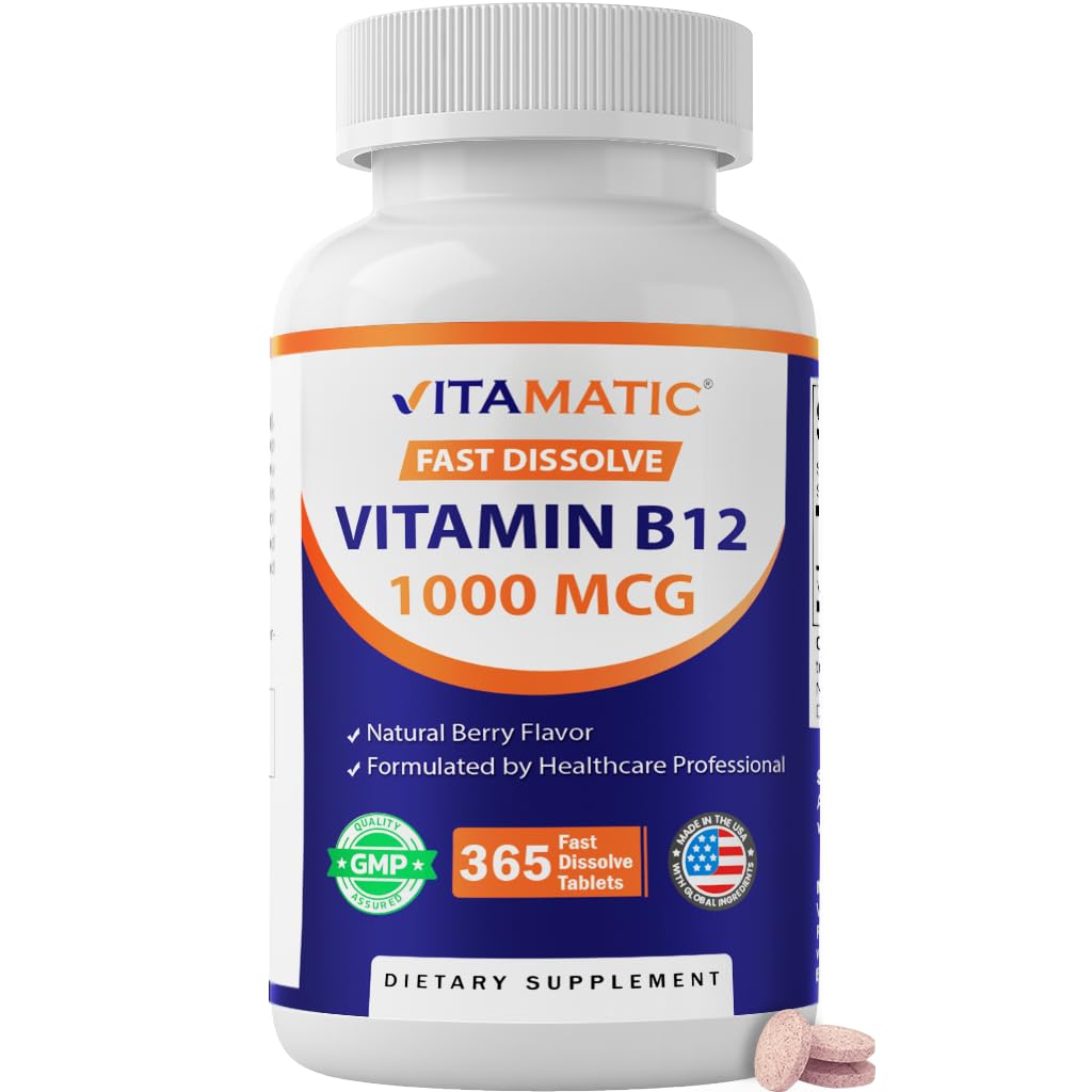 Vitamatic Vitamin B12 1000 mcg Fast Dissolve 365 Tablets - Berry