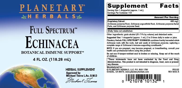 Planetary Herbals Echinacea 1 ml Immune Support - 4 Fl Oz - image 5