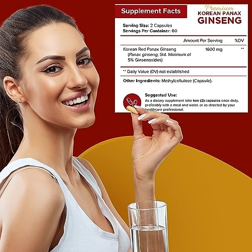 NutriFlair Korean Red Panax Ginseng 1600mg Energy & Focus - 120 Capsules - image 3