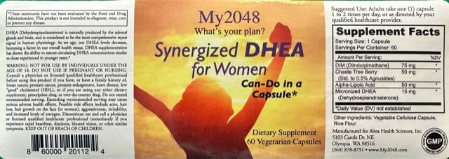 My2048 DHEA for Women Synergized Vegetarian Capsules - 60 Count - image 4