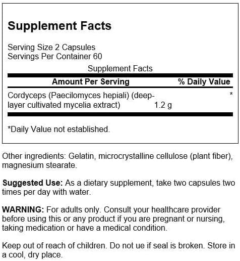 Swanson Cordyceps 600 mg for Energy Support - 120 Capsules - image 2