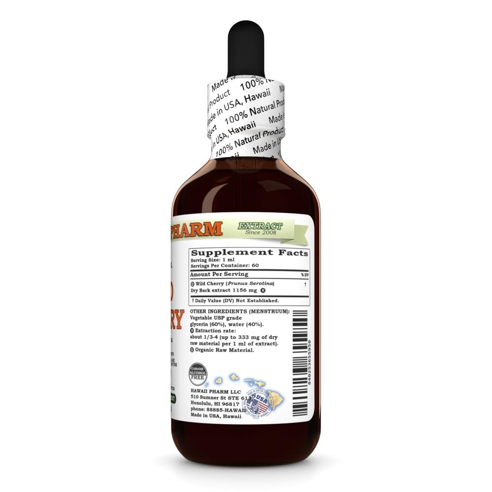 Hawaii Pharm Wild Cherry (Prunus serotina) Bark Alcohol-Free Extract