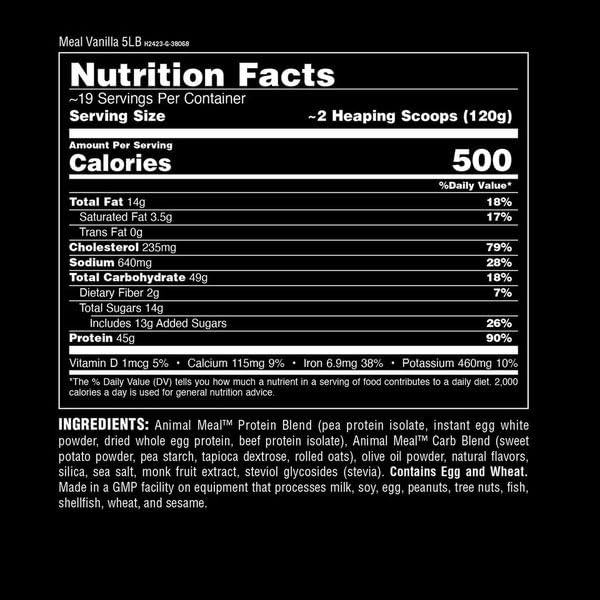 Universal Nutrition Animal Meal - All Natural High Calorie Meal Shake