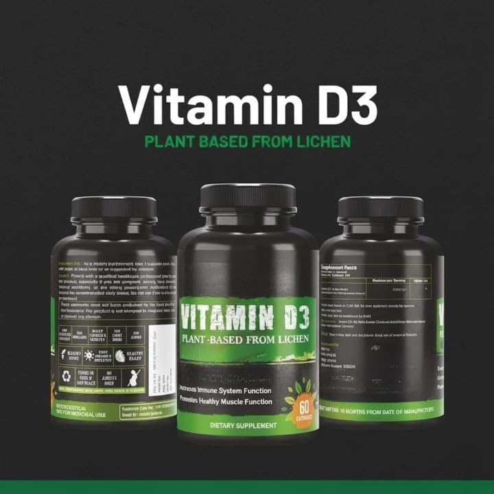 Generic Vitamin D3 Plant Based from Lichen - 60 Capsules - image 3