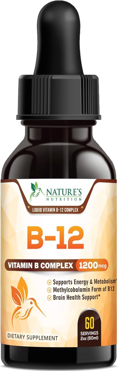 Nature's Nutrition Vitamin B12 Drops Methylcobalamin Energy Support - 2 Fl Oz