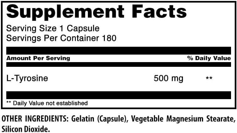 Amazing Formulas L-Tyrosine 500 mg Capsules