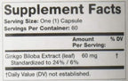Olympian Labs Ginkgo Biloba Extract 60mg - 60 Vegetarian Capsules - image 3