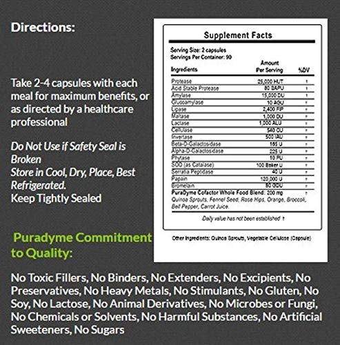 PuraDyme LiyfZyme Plant-Based Digestive Enzymes - 500 Vegetarian Capsules - image 2