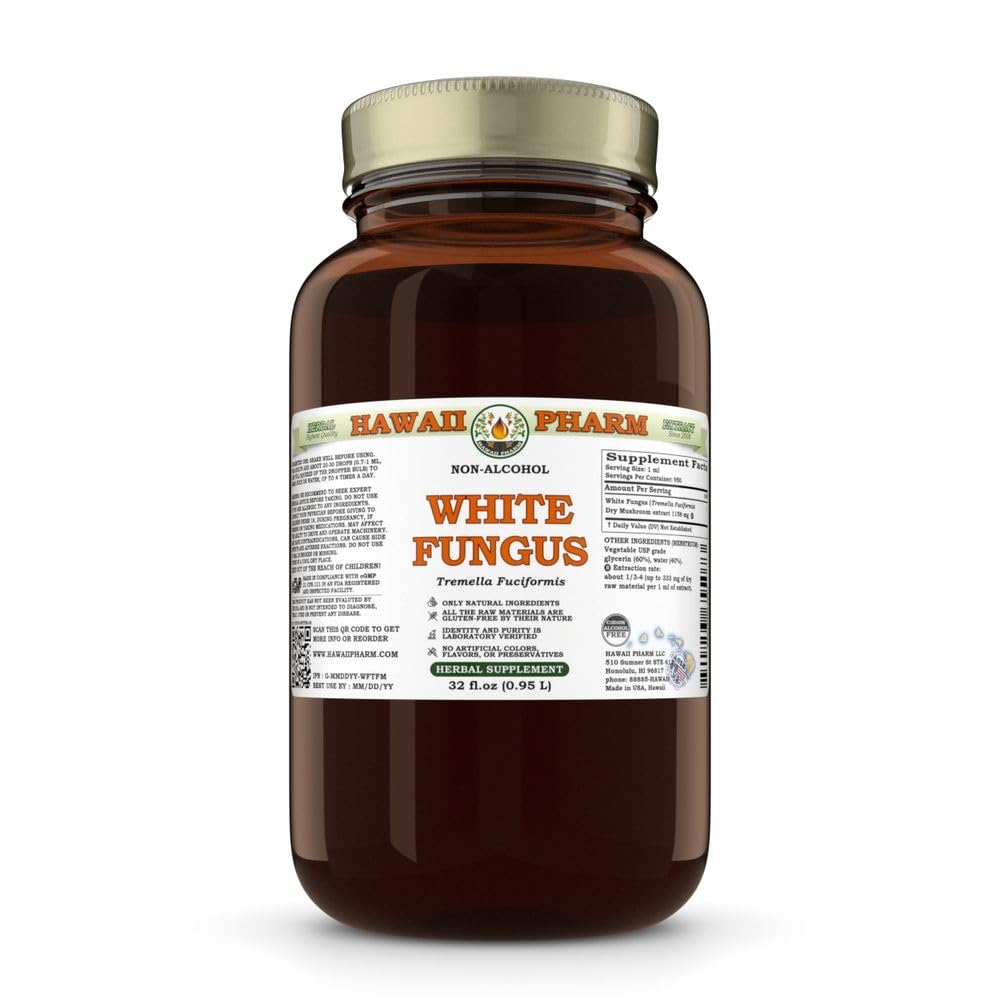 Hawaii Pharm White Fungus (Tremella fuciformis) Mushroom Alcohol-Free