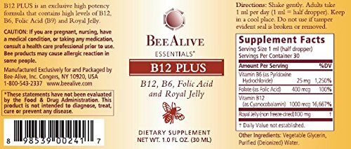 BeeAlive B-12 Plus with B6, Folic Acid & Royal Jelly - 1 Fl Oz - image 2