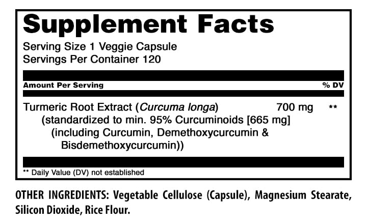 Amazing Nutrition Curcumin 700 mg Turmeric Extract - 120 Vegetarian Capsules - image 2