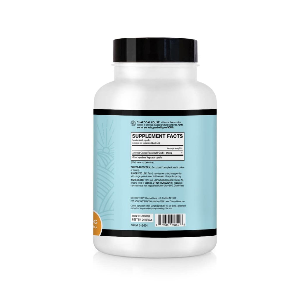 Charcoal House Activated Charcoal Capsules 300mg - 125 Capsules - image 2
