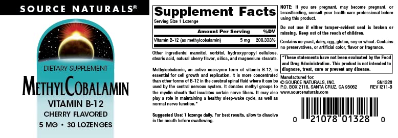 Source Naturals MethylCobalamin Vitamin B-12, Cherry Flavored