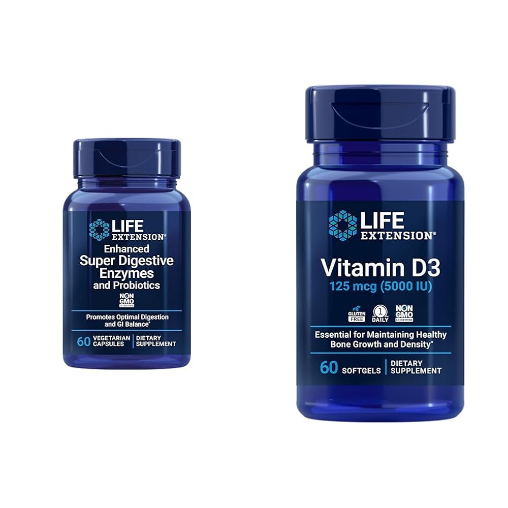Life Extension Super Digestive Enzymes & Vitamin D3 - 60 Capsules