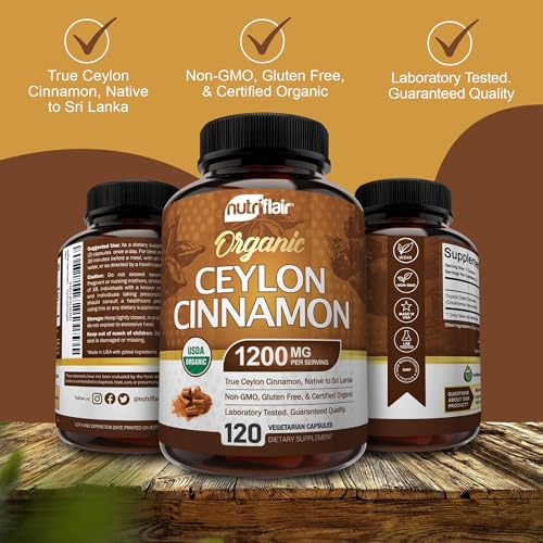 NutriFlair Organic Ceylon Cinnamon Supplement 1200mg - 120 Capsules - image 5