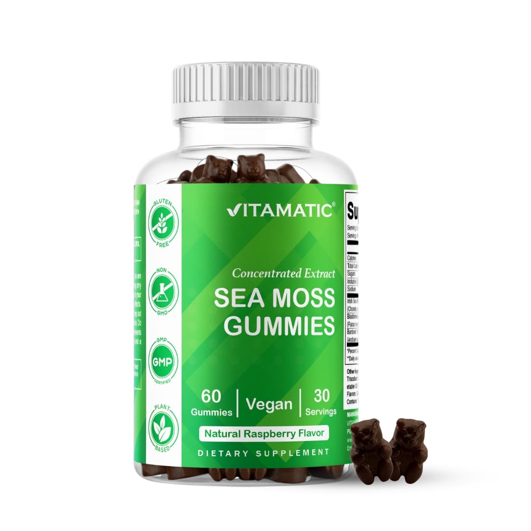 Vitamatic Sea Moss Gummies with Bladderwrack & Burdock - 60 Gummies