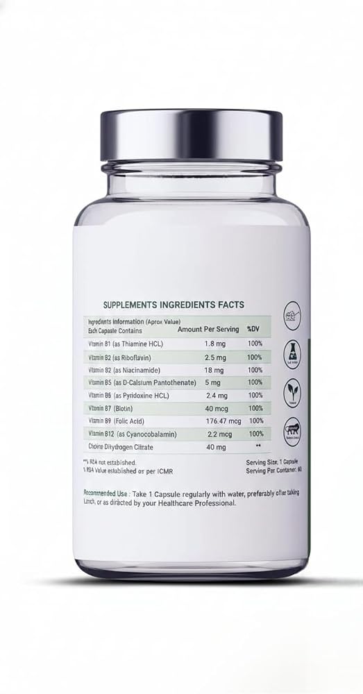 Generic Plant Based Vitamin B-Complex - 60 Vegetarian Capsules - image 2