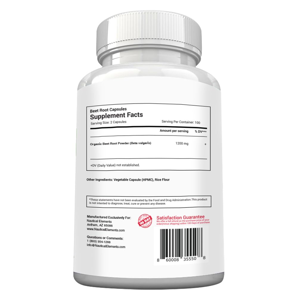 Nautical Elements Beet Root Capsules 1200mg - 200 Capsules - image 7