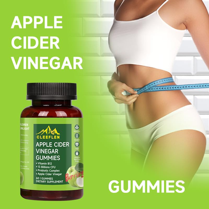 CLEEFLEN Apple Cider Vinegar Gummies with B12 & Probiotics - 60 Count - image 8