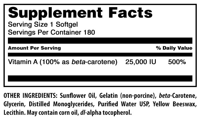 Amazing Nutrition Beta-Carotene 25000 IU - 180 Softgels - image 4