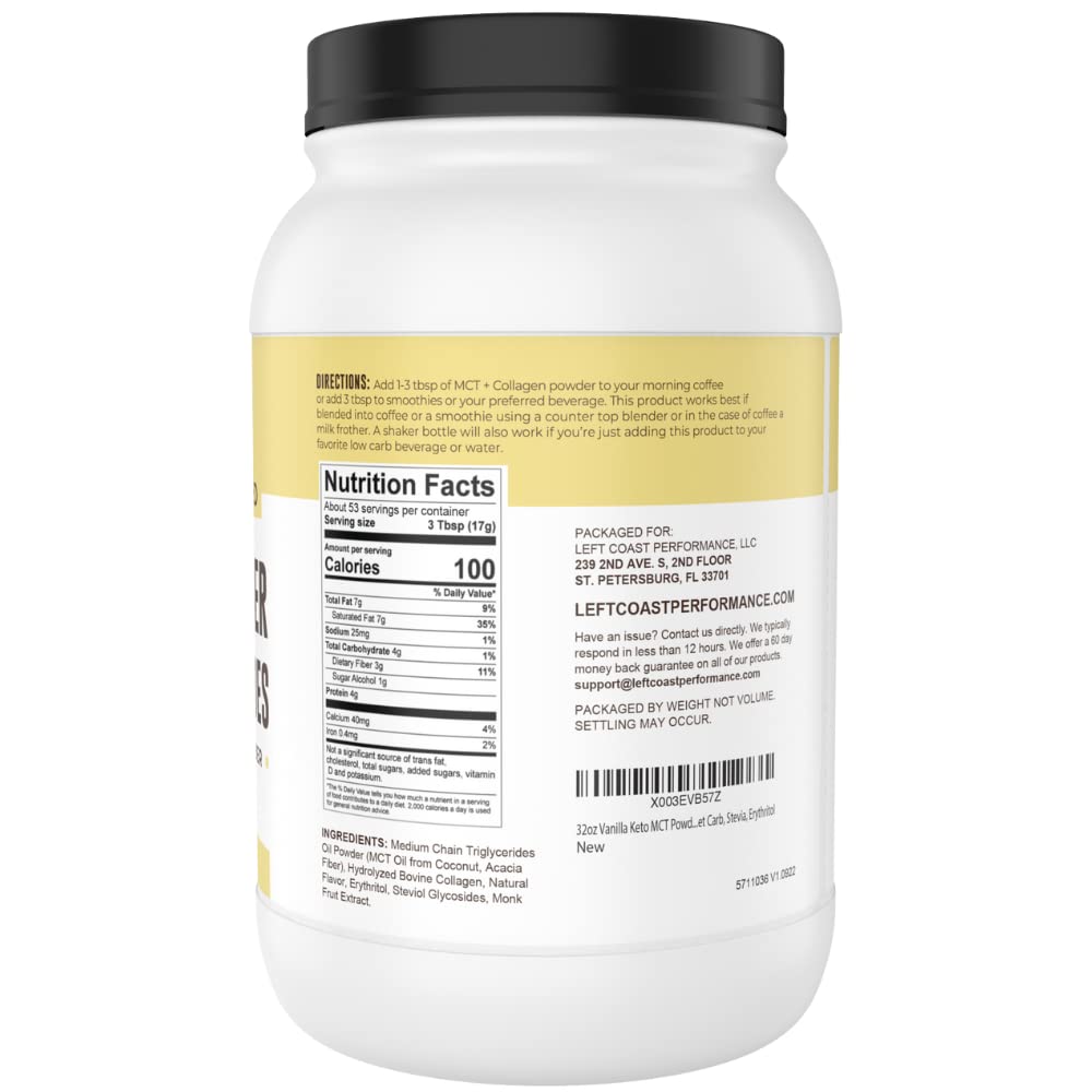 Left Coast Performance Keto MCT Powder + Collagen + Prebiotic Acacia