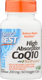 Doctor's Best High Absorption CoQ10 - 200 mg, 60 Vegetarian Capsules