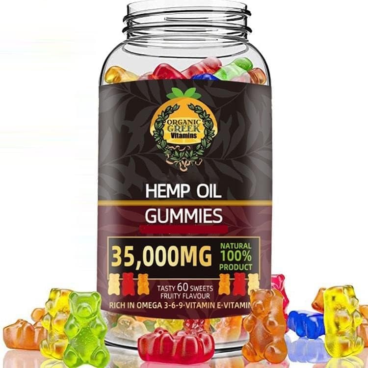 Organic Greek Premium High Potency Hemp Gummy Bears - 60 Count