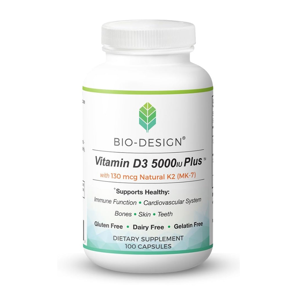 Bio-Design Vitamin D3 5000 IU Plus K2 MK-7 - 100 Capsules