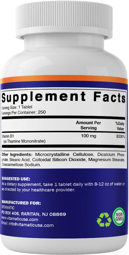 Vitamatic Vitamin B1 100 mg Thiamine - 250 Tablets - image 7