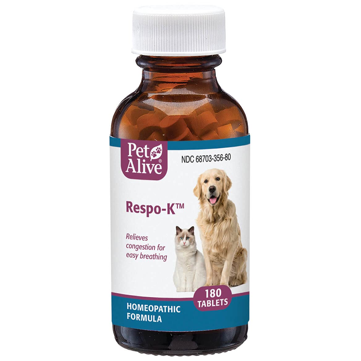 PetAlive Respo-K Homeopathic Tablets for Pet Respiratory - 180 Tablets