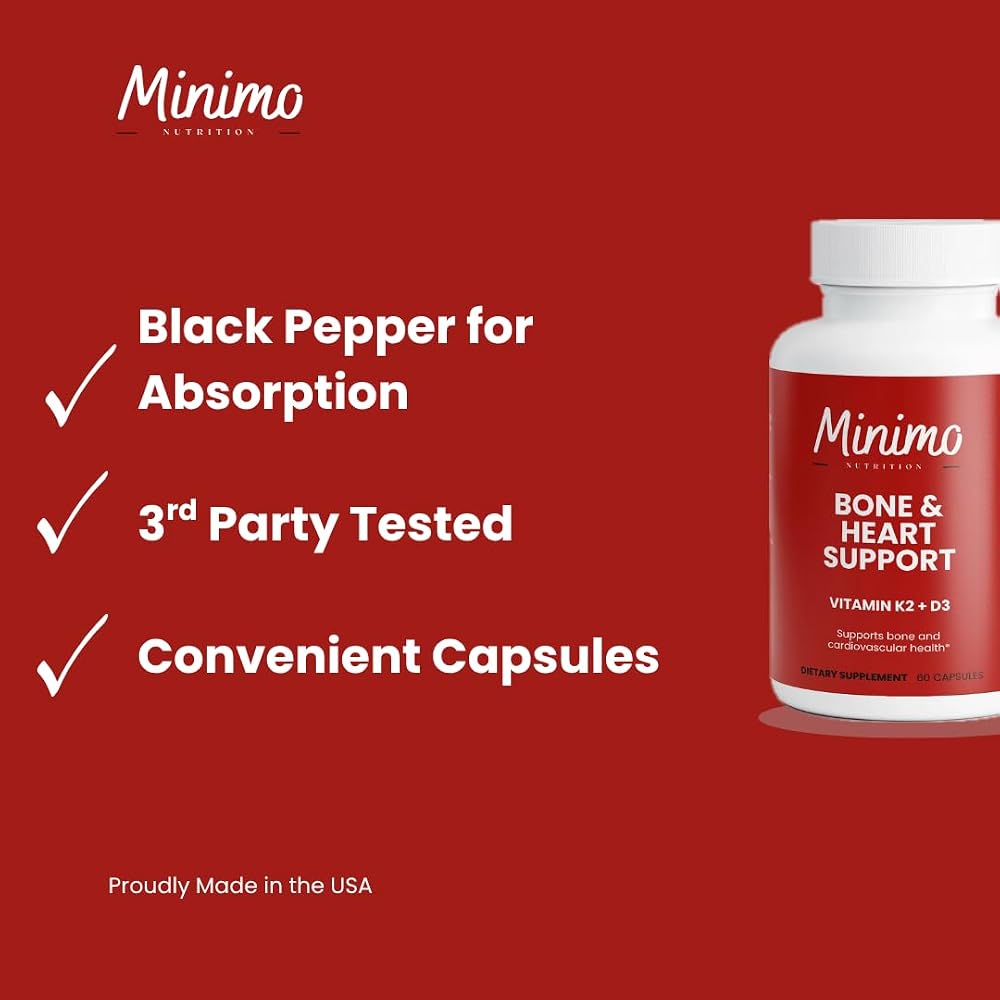 Minimo Nutrition Bone & Heart Support K2 + D3 - 60 Capsules - image 2