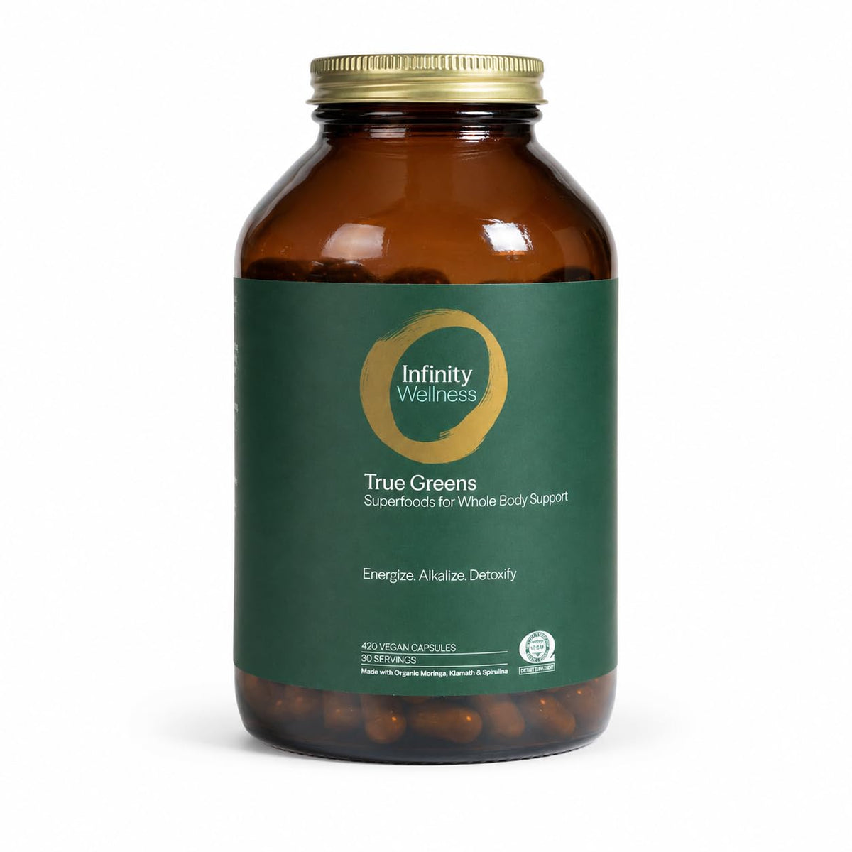 Infinity Wellness Greens Superfood Powder Supplement with Spirulina