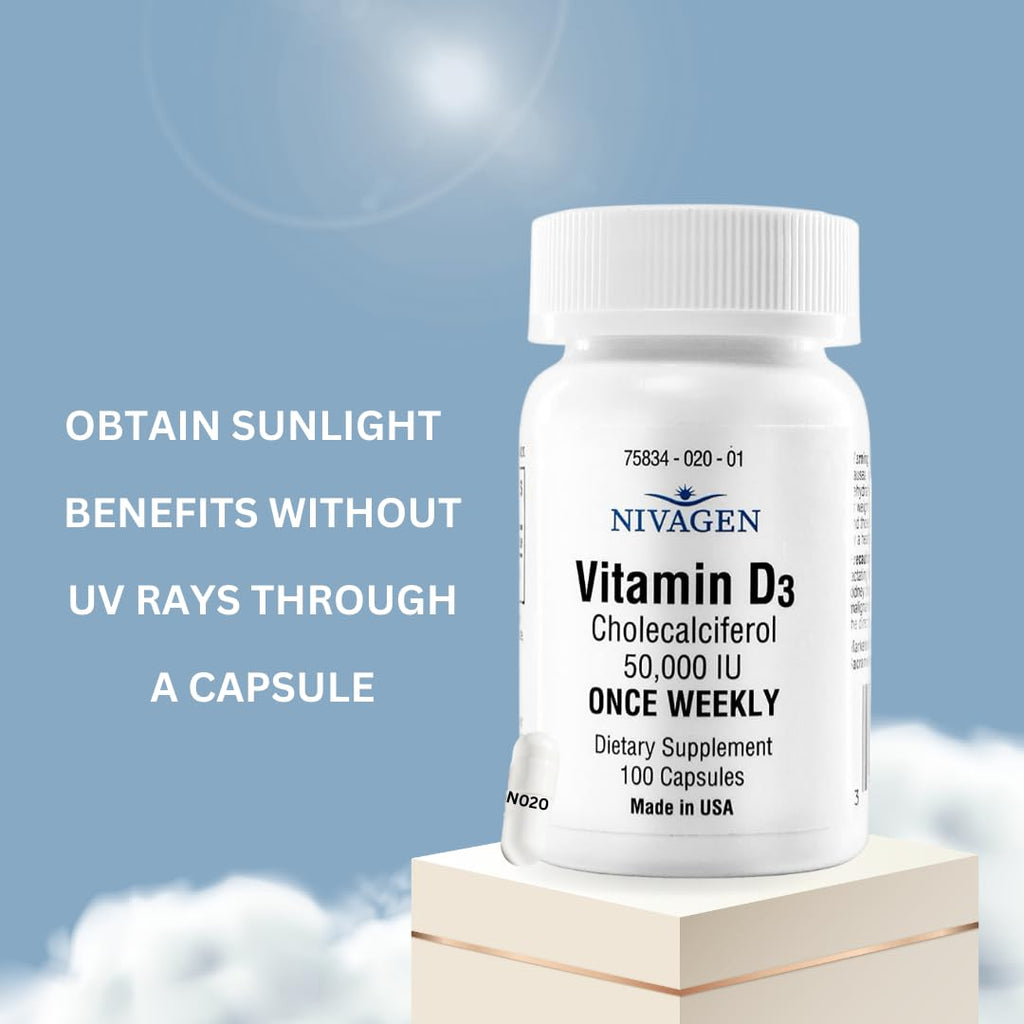 Nivagen Vitamin D3 50,000 IU Once Weekly - 100 Capsules - image 5