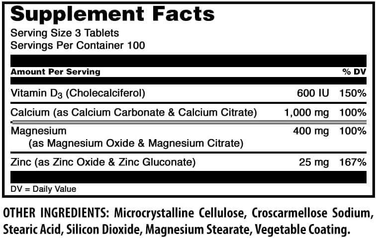 Amazing Formulas Calcium Magnesium Zinc with Vitamin D3 Supplement