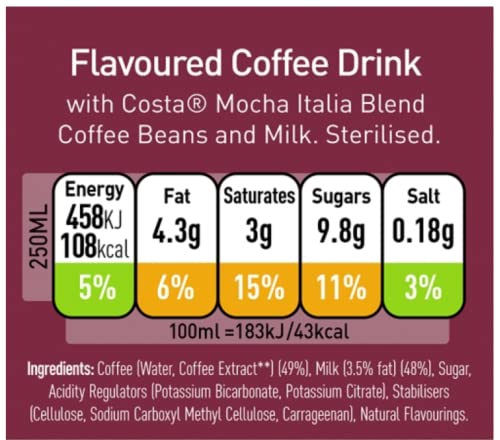 Costa Latte Coffee Drink - 12 x 250ml - image 5