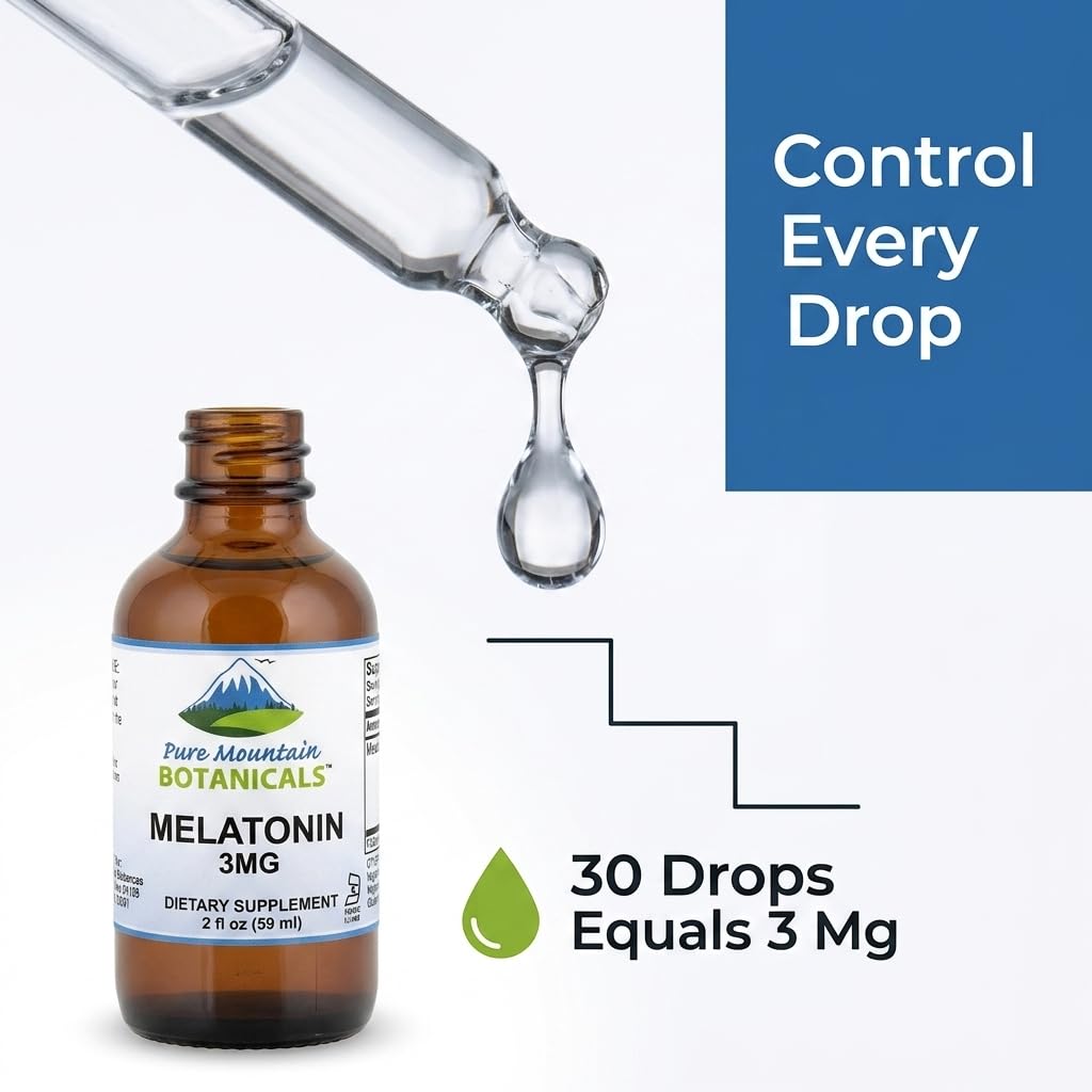 Pure Mountain Botanicals Liquid Melatonin 3mg Drops, Sugar Free - 2 oz - image 4