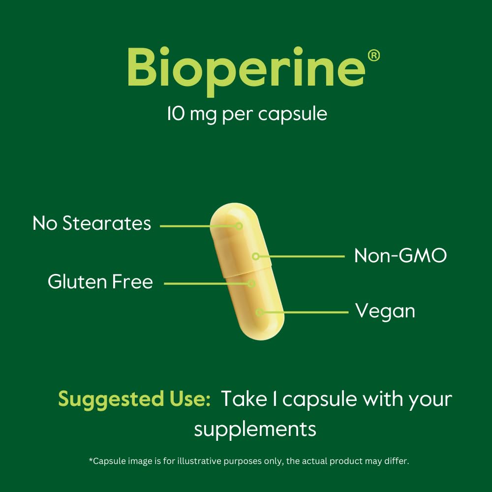 BESTVITE Bioperine 10mg Capsules - No Stearates - Vegan - Non GMO