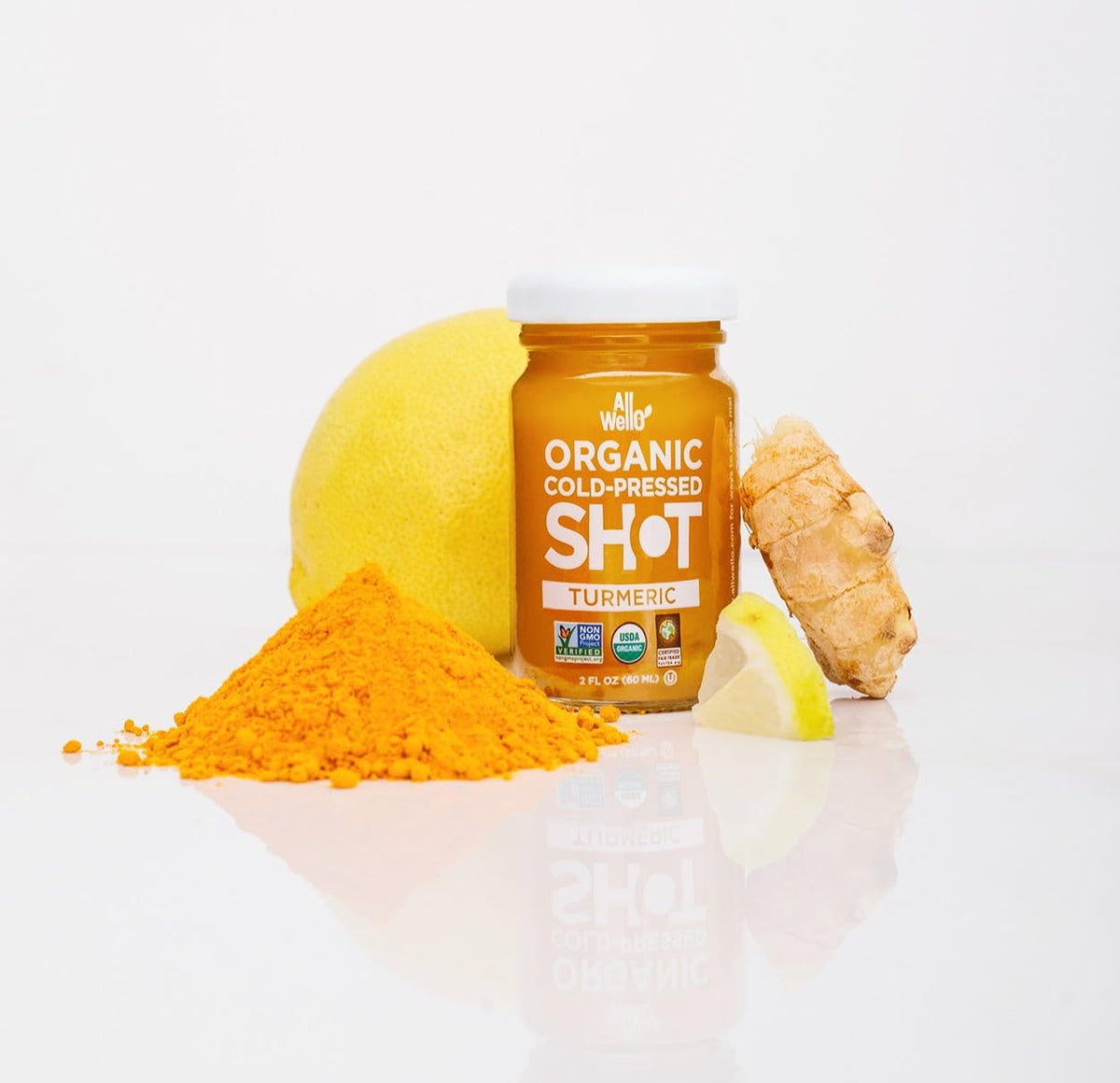 ALLWELLO Cold-Pressed Ginger Shot, 60 mL, USDA Organic, NONGMO