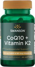 Swanson CoQ10 60 mg + Vitamin K2 Heart Support - 60 Softgels