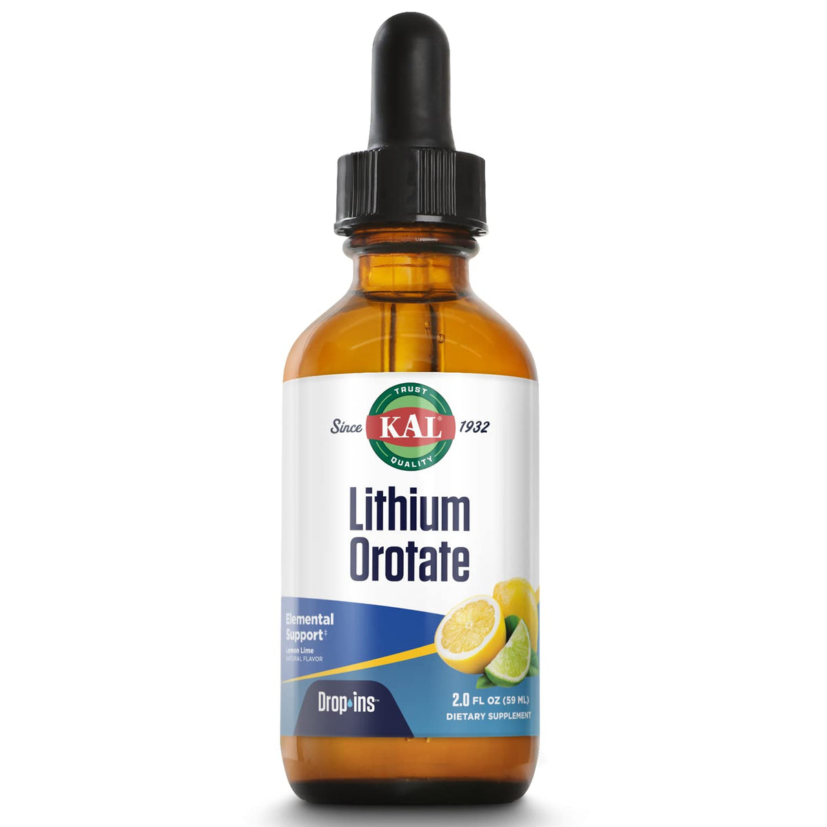 KAL Lithium Orotate Dropins Liquid for Mood Support - 2 Fl Oz